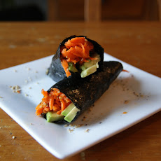 Shredded Carrot-Ginger Salad + Avocado Wrap