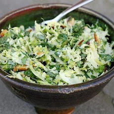 Shaved Brussels Sprout and Kale Slaw with Pecorino and Toasted Hazelnuts