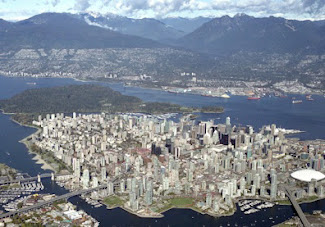 <p>
	Vancouver, BC., Canada with Stanley Park situated on the western end of the city</p>
