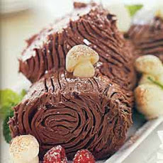 Bûche de Noël with Marzipan Mushrooms