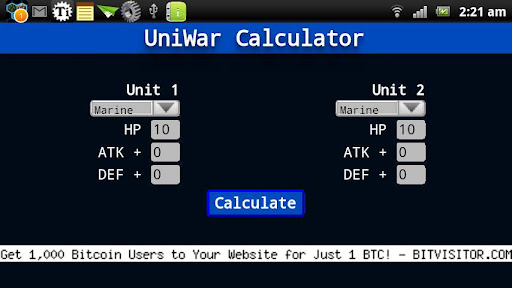 UniWar Calculator