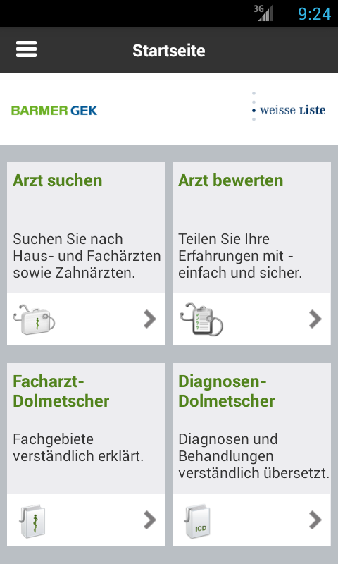 Android application BARMER GEK Arztnavi screenshort