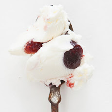 Goat Cheese Ice Cream with Roasted Red Cherries