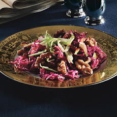 Red Cabbage Salad with Green Apple, Lingonberry Preserves, and Toasted Walnuts