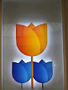 Orange And Blue Tulip Wall Art