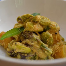 Spring veggies in a coconut sesame sauce