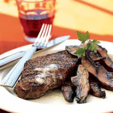 Pepper-Crusted Steaks with Worcestershire-Glazed Portobellos