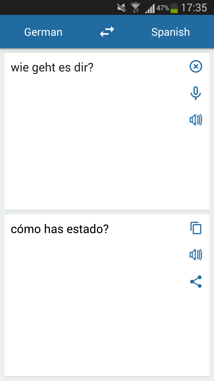 Android application German Spanish Translator screenshort