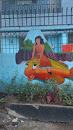 Fish and Mermaid Painted Mural