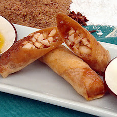 Macadamia Nut Spring Roll with Brown Sugar Ice Cream and Carambola Pickles