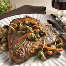 T-Bone Steak with Parmesan-Dusted Mushrooms
