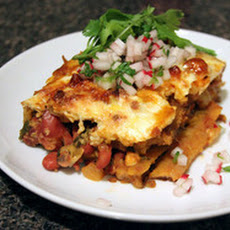 Pastelón (Sweet Plantain 'Lasagna') with Radish Salsa