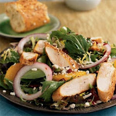 Spiced Chicken and Greens with Pomegranate Dressing