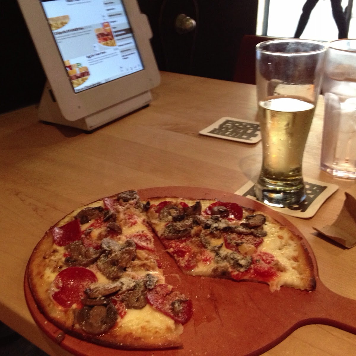 GF pizza and cider (on draft!) very yummy!!!!!