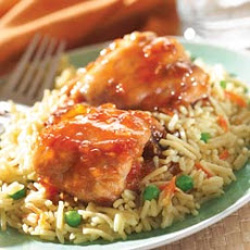 Savory Apricot Chicken with Vegetable Rice