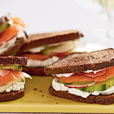 Smoked Salmon and Goat Cheese on Pumpernickel-Rye