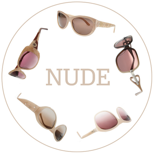 Las gafas de color nude pueden ser muy favorecedoras o todo lo contrario. Recomendamos evitar colores claros en pieles grasas o con acné, ya que las gafas claras aportarán un brillo extra. 