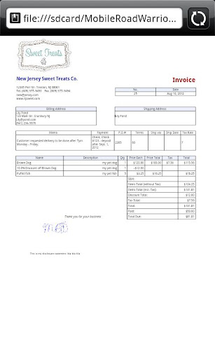 Mobile Road Warrior 3x Invoice