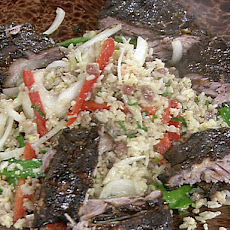 Yuzu and Mirin Marinated Grilled Chicken Thighs with Chinese Vegetable Fried Rice