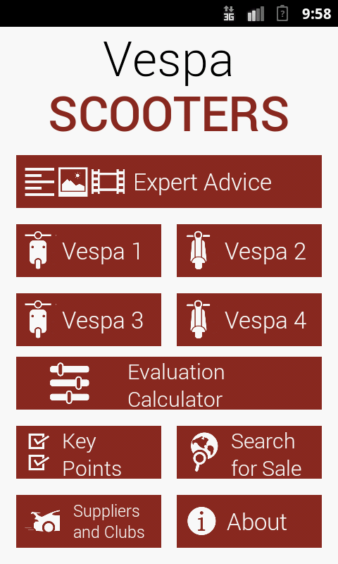 Android application Vespa Scooters - EBG screenshort