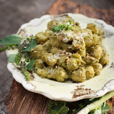 Creamy Avocado Pesto Gnocchi with Green Garlic
