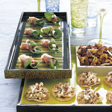 Chicken Tahini Salad with Pine Nuts on Mini Pita Rounds