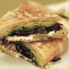 Paninis with Radicchio, Goat Cheese, Citrus Oil, and Almond Pesto