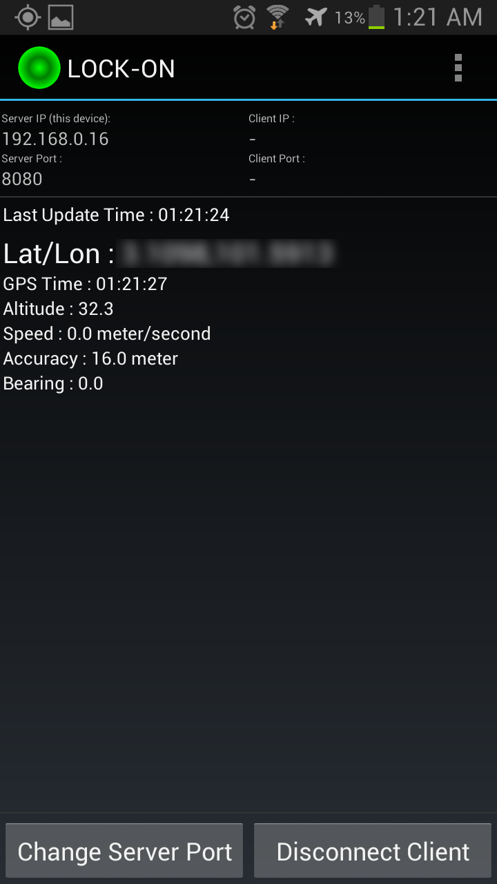 Android application GPS Tether Server+ screenshort