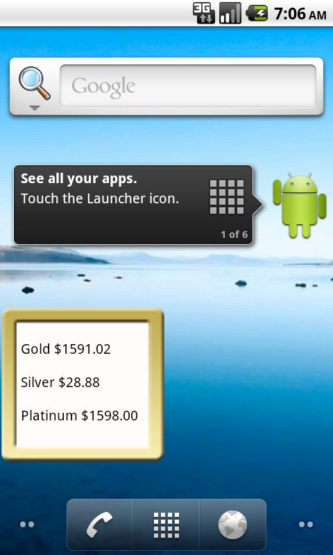 Android application Gold/Silver Spot Price Widget screenshort