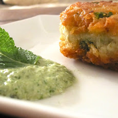 Indian Spiced Potato Pancake with Mint & Yogurt Chutney
