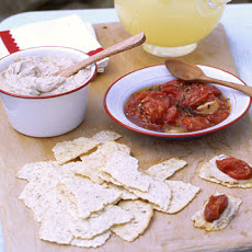 Smoked-Bluefish Pate with Roasted Tomatoes on Crackers