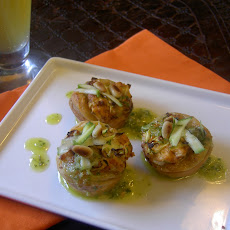 Zucchini & Chorizo Bites with Cilantro Lime Pesto