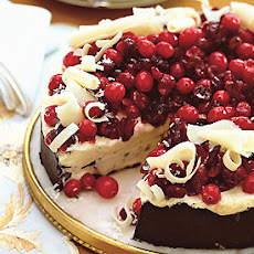 Frozen Grand Marnier Torte with Dark Chocolate Crust and Spiced Cranberries