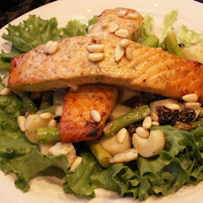 Maple-Pesto Salmon Salad With Raisins and Pine Nuts