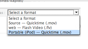 select iPod format