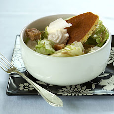 Ananda Caesar Salad with Cornmeal-Chickpea Pancake