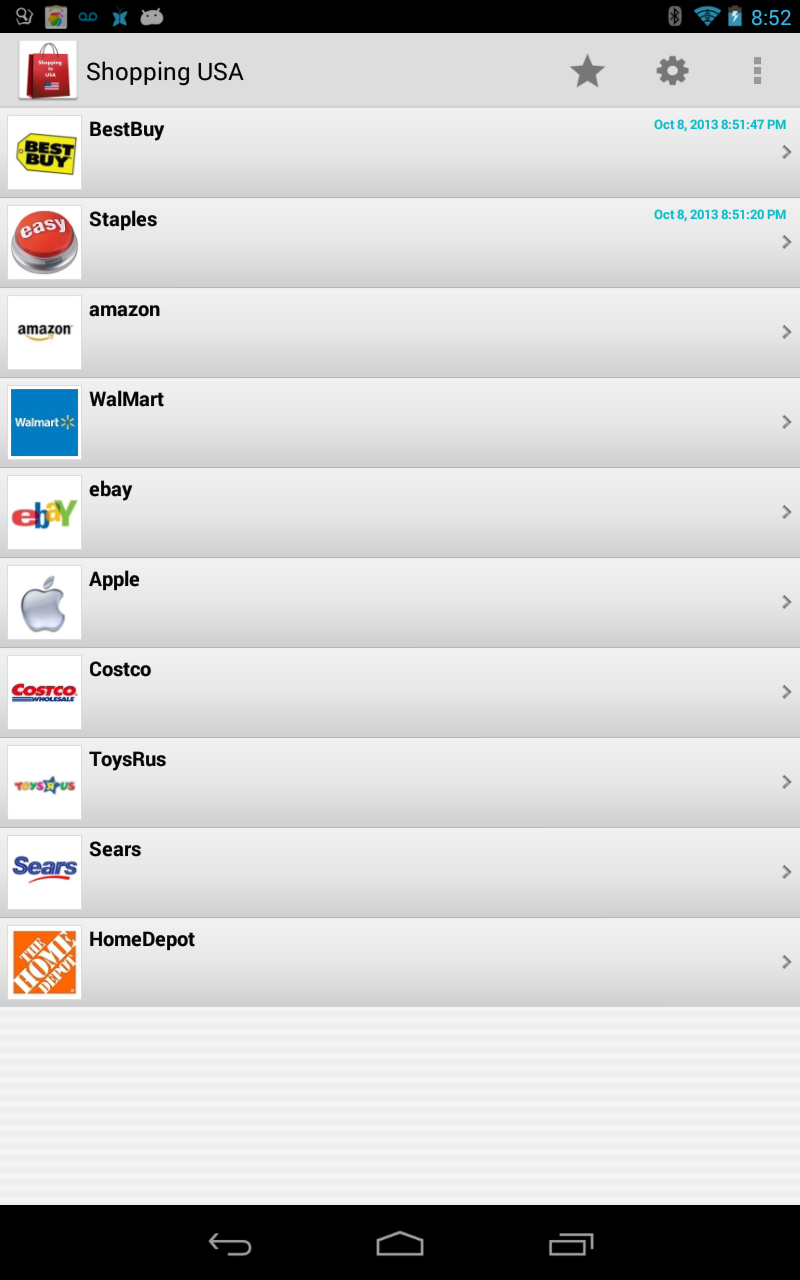 Android application USA shopping collection screenshort