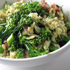 Brown butter spaetzle with prosciutto and broccoli rabe