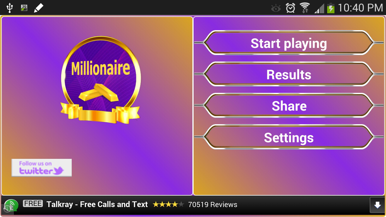 Android application Millionaire screenshort