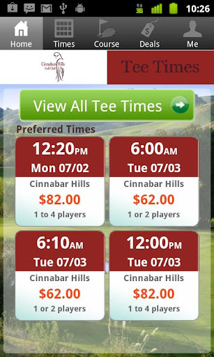 Cinnabar Hills Golf Tee Times