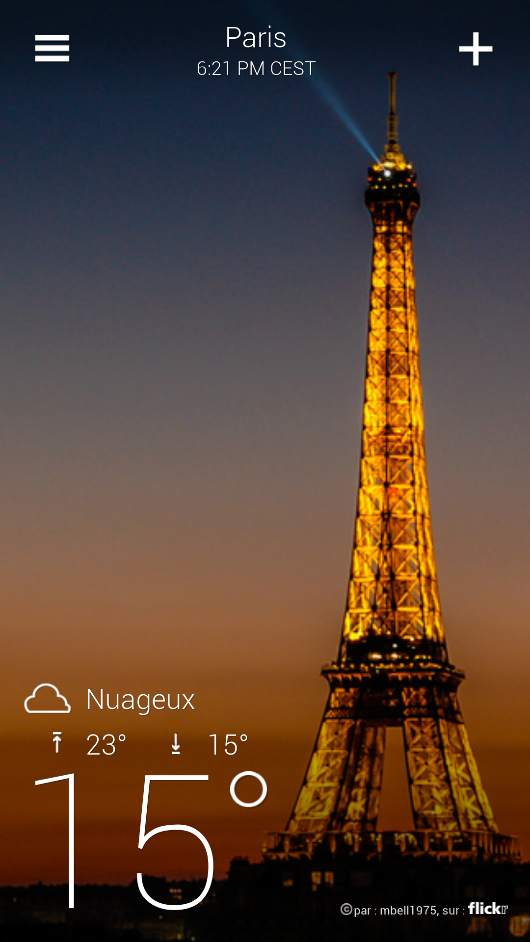 Android application Yahoo Weather screenshort