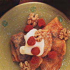 Walnut Crepes with Raspberries and Dried Figs