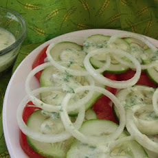 Tomato Cucumber Salad With Lemon Yogurt Dressing