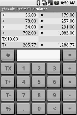 gbaCalc Lite Decimal Calc