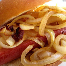 Cheese-Stuffed Hot Dogs With Spicy Onions - Rachael Ray