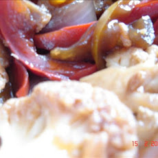 Thai Sweet-Garlicky Cauliflower With Red Pepper Strips