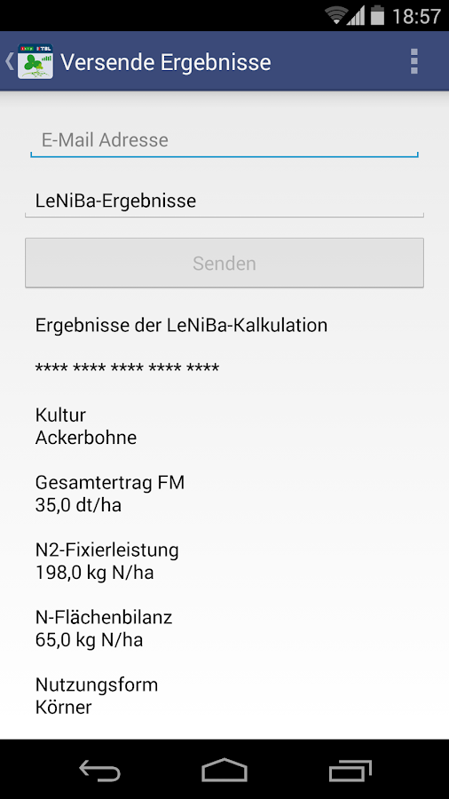   LeNiBa - N-Bilanz Leguminosen – screenshot 