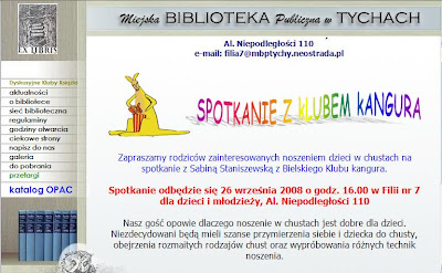 Informacja o spotkaniu na stronie Tyskiej Biblioteki Miejskiej