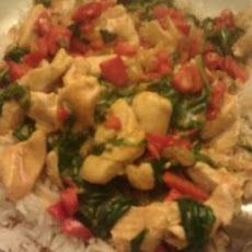 Peanut chicken over rice