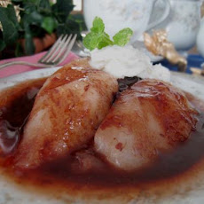 Luscious Pears in Raspberry Sauce
